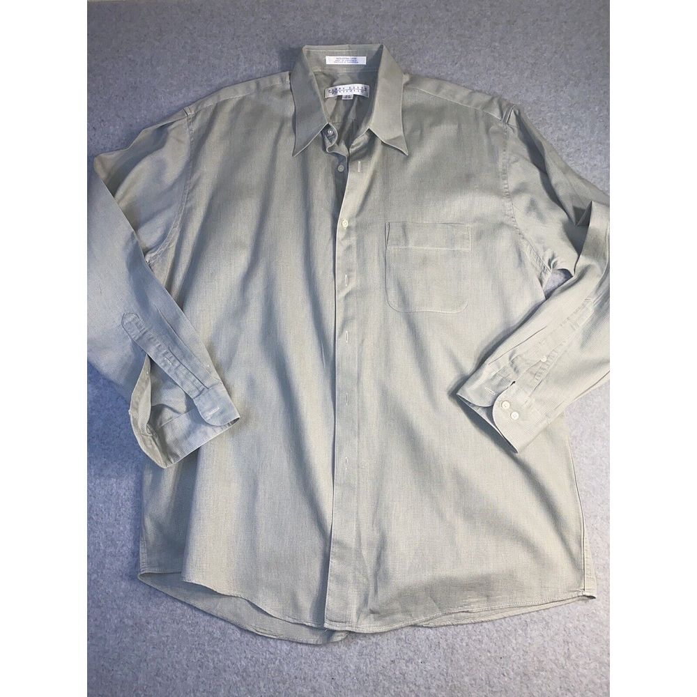 Perry Ellis Portfolio Men's Button Down Long Sleeve Shirt 16 1/2 34-35 Green‎